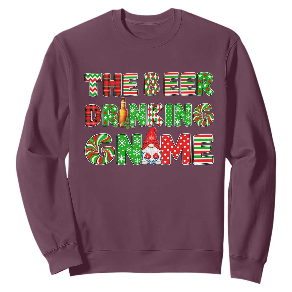 Funny Christmas Party Humor Sweatshirt The Beer Drinking Gnome TS12