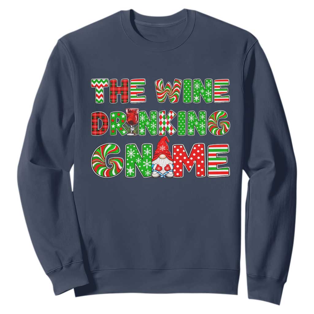 Funny Christmas Party Humor Sweatshirt The Wine Drinking Gnome TS12