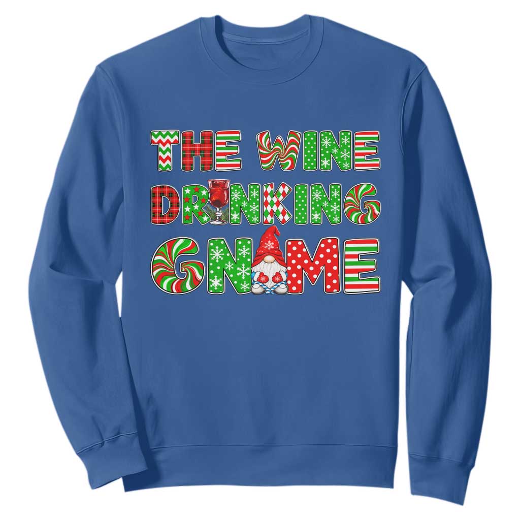 Funny Christmas Party Humor Sweatshirt The Wine Drinking Gnome TS12