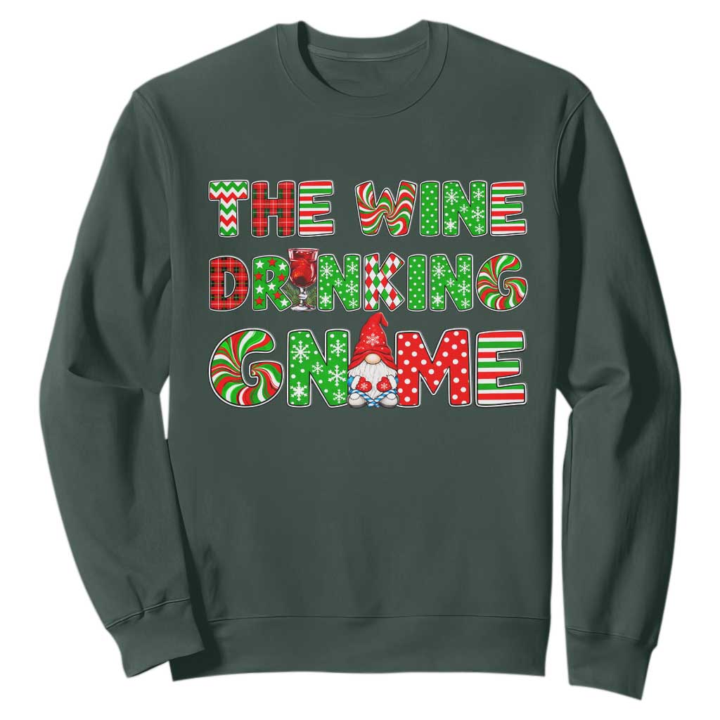 Funny Christmas Party Humor Sweatshirt The Wine Drinking Gnome TS12