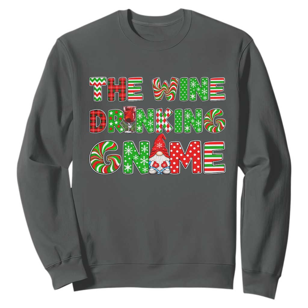 Funny Christmas Party Humor Sweatshirt The Wine Drinking Gnome TS12