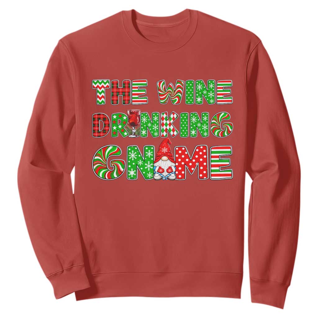 Funny Christmas Party Humor Sweatshirt The Wine Drinking Gnome TS12