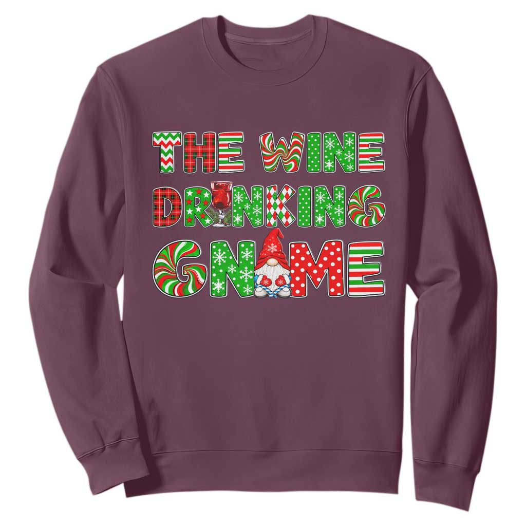 Funny Christmas Party Humor Sweatshirt The Wine Drinking Gnome TS12