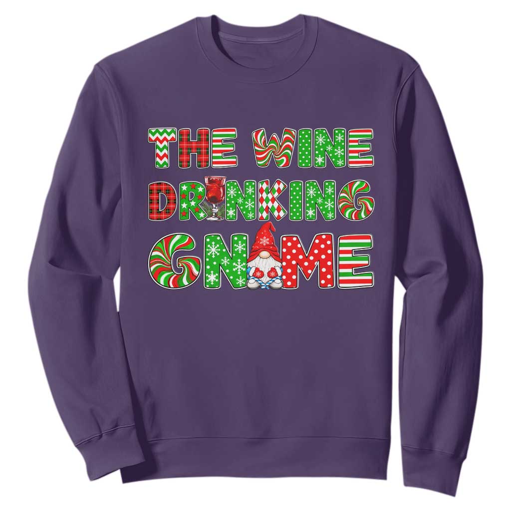 Funny Christmas Party Humor Sweatshirt The Wine Drinking Gnome TS12