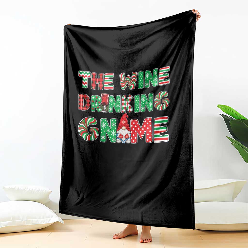 Funny Christmas Party Humor Throw Blanket The Wine Drinking Gnome TS12
