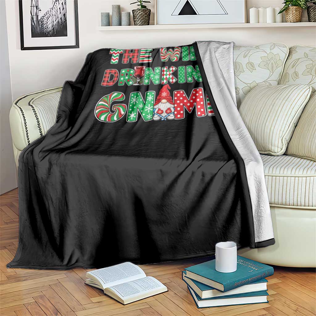 Funny Christmas Party Humor Throw Blanket The Wine Drinking Gnome TS12