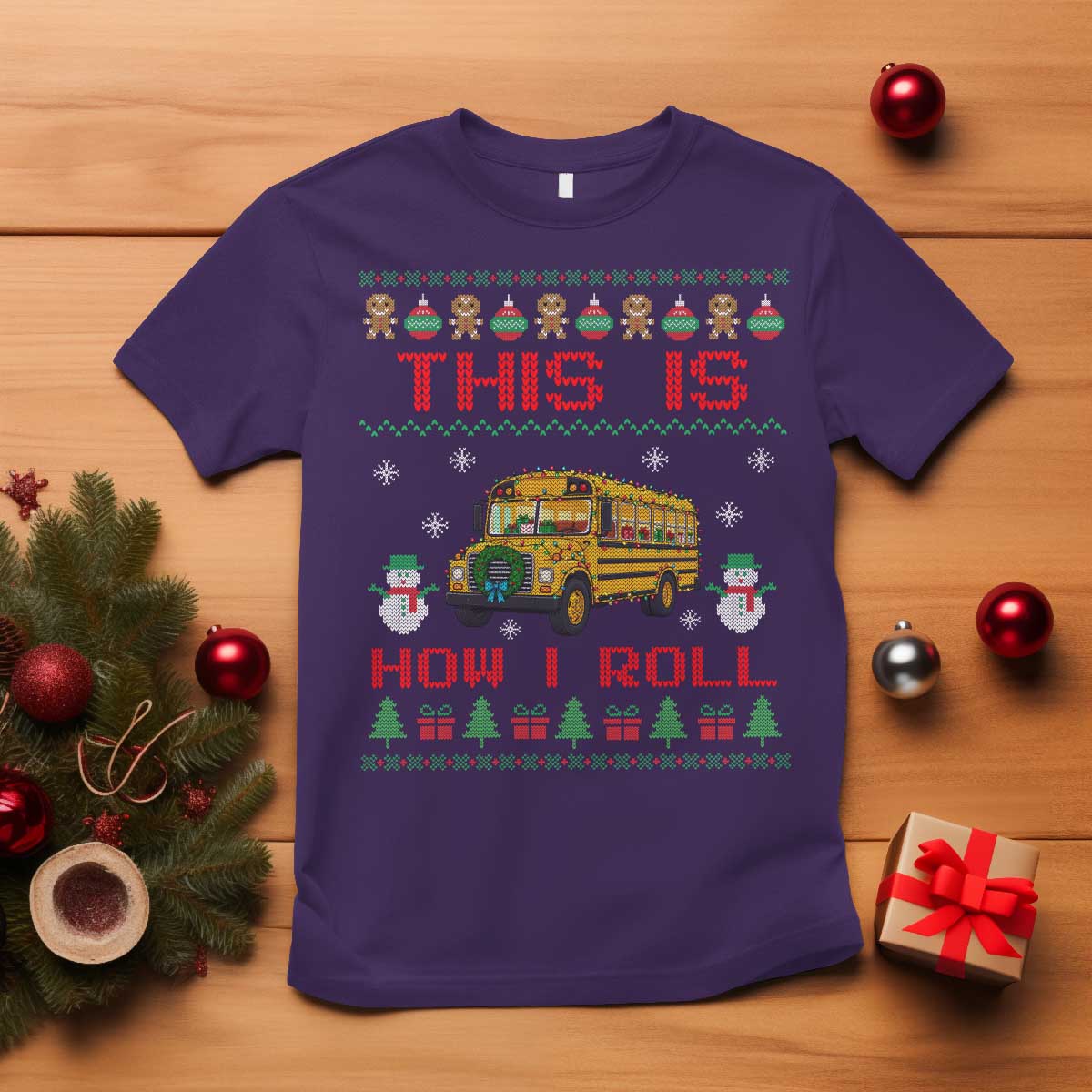 Funny Christmas School Bus Driver T Shirt This Is How I Roll TS12