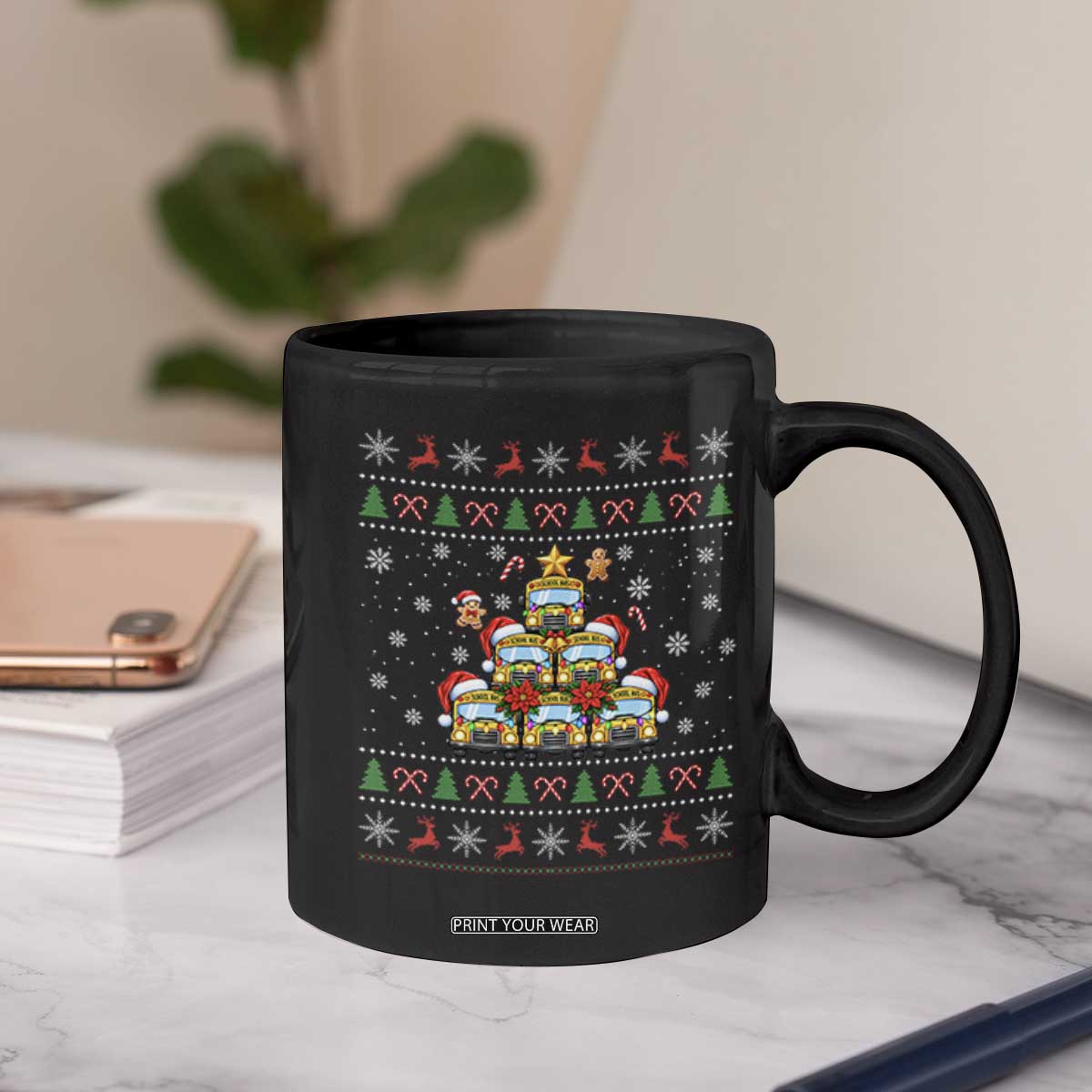Funny Christmas Tree School Bus Driver Coffee Mug Holiday Transportation Gift TS12