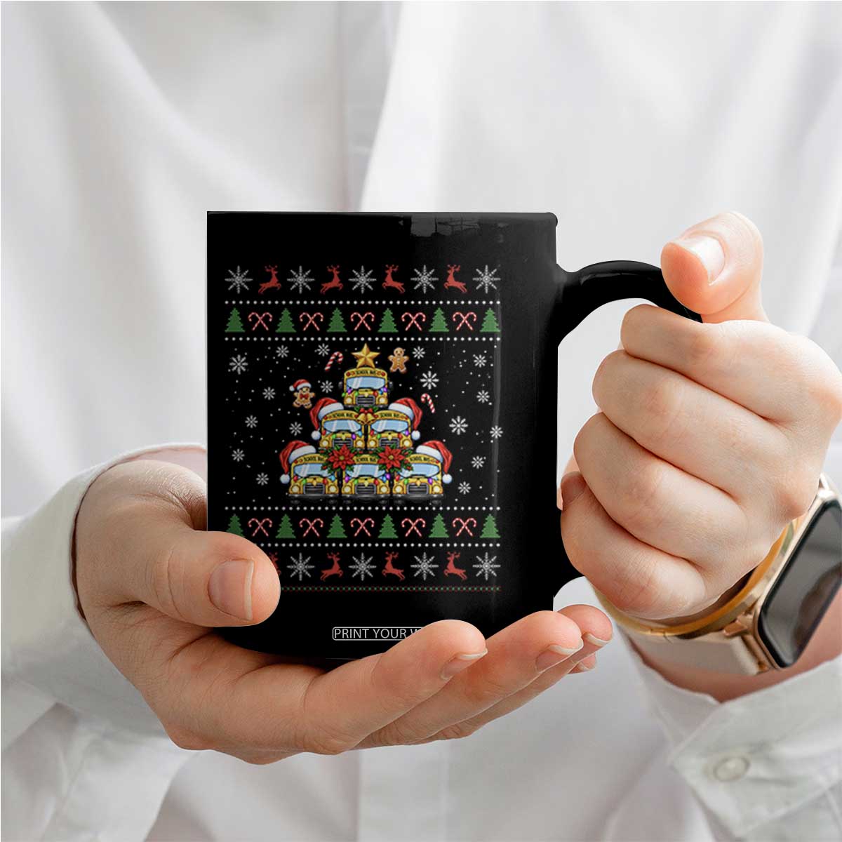 Funny Christmas Tree School Bus Driver Coffee Mug Holiday Transportation Gift TS12