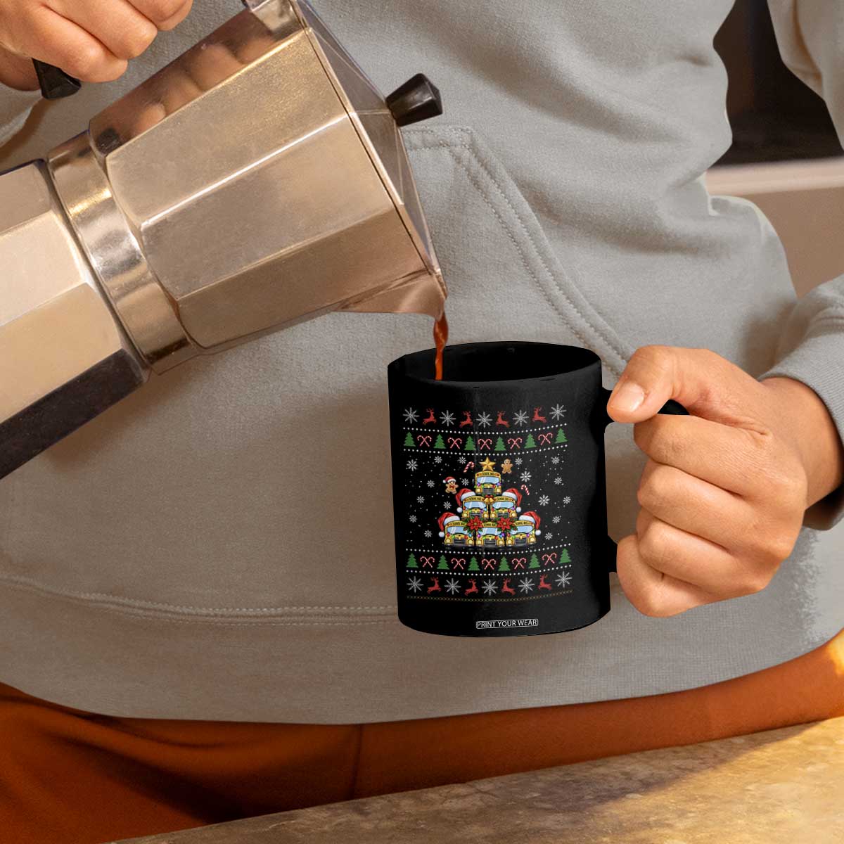 Funny Christmas Tree School Bus Driver Coffee Mug Holiday Transportation Gift TS12