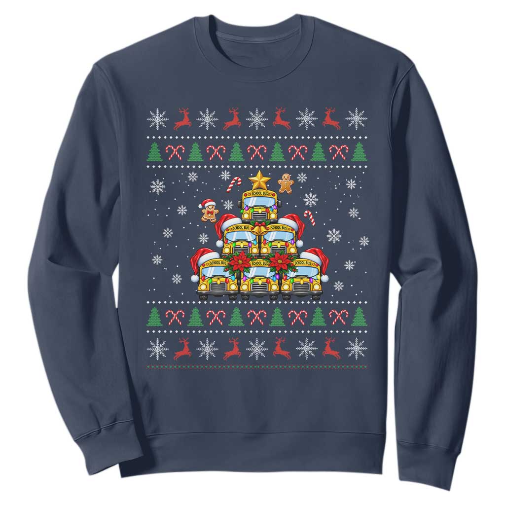 Funny Christmas Tree School Bus Driver Sweatshirt Holiday Transportation Gift TS12