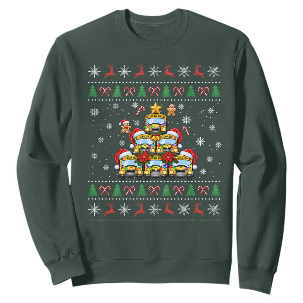 Funny Christmas Tree School Bus Driver Sweatshirt Holiday Transportation Gift TS12