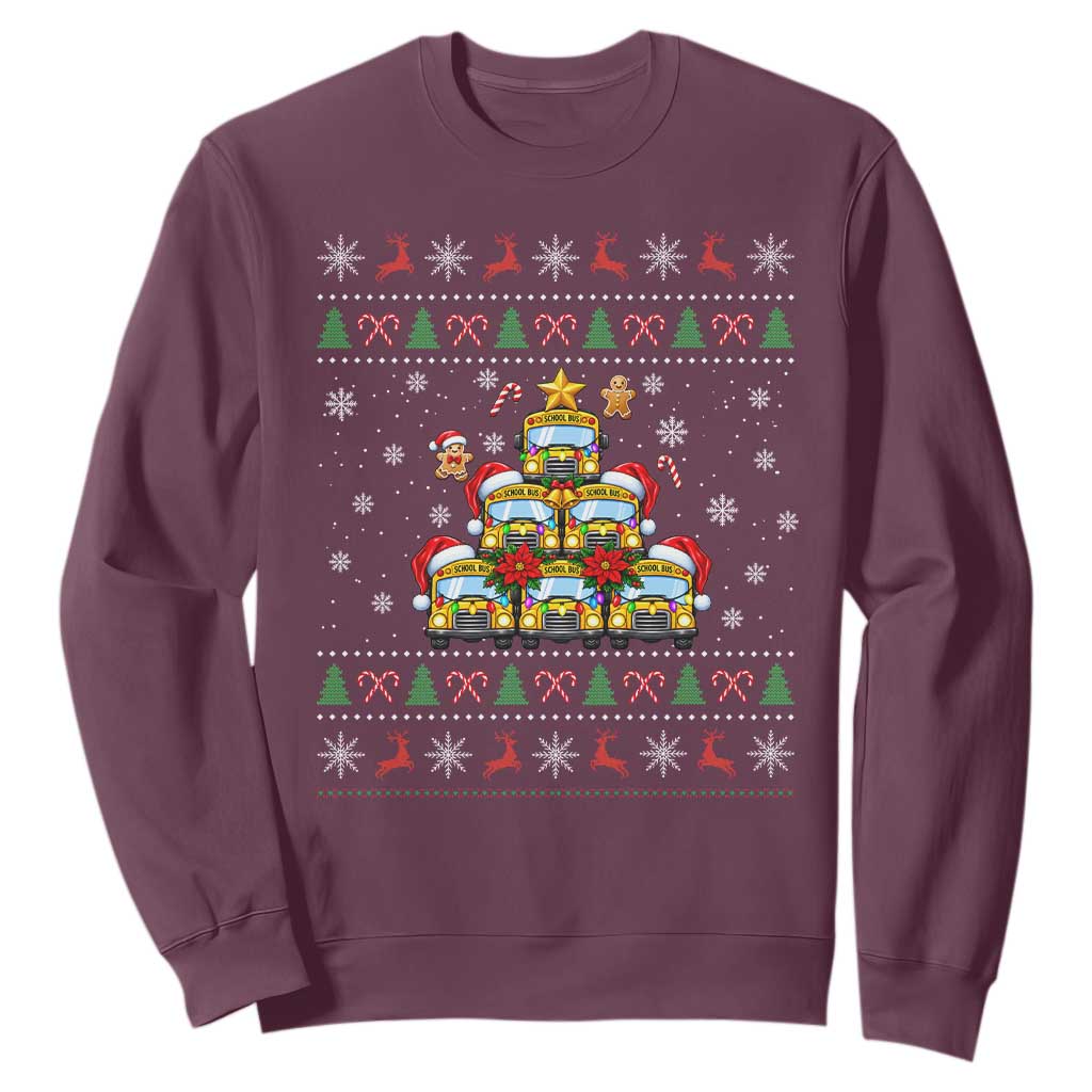 Funny Christmas Tree School Bus Driver Sweatshirt Holiday Transportation Gift TS12