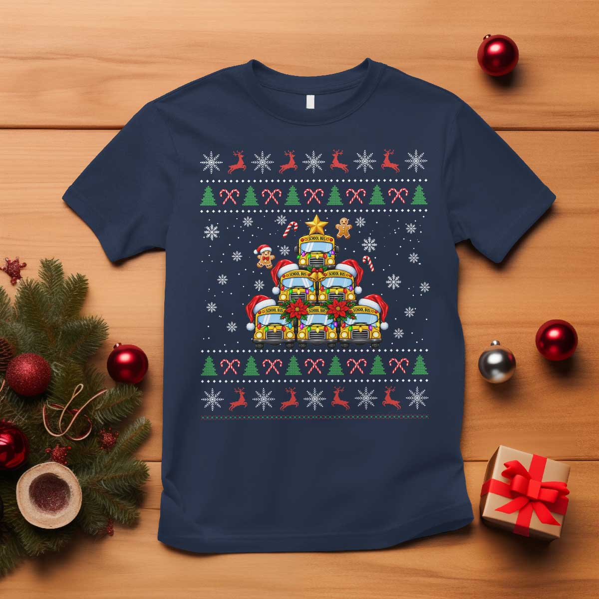 Funny Christmas Tree School Bus Driver T Shirt Holiday Transportation Gift TS12