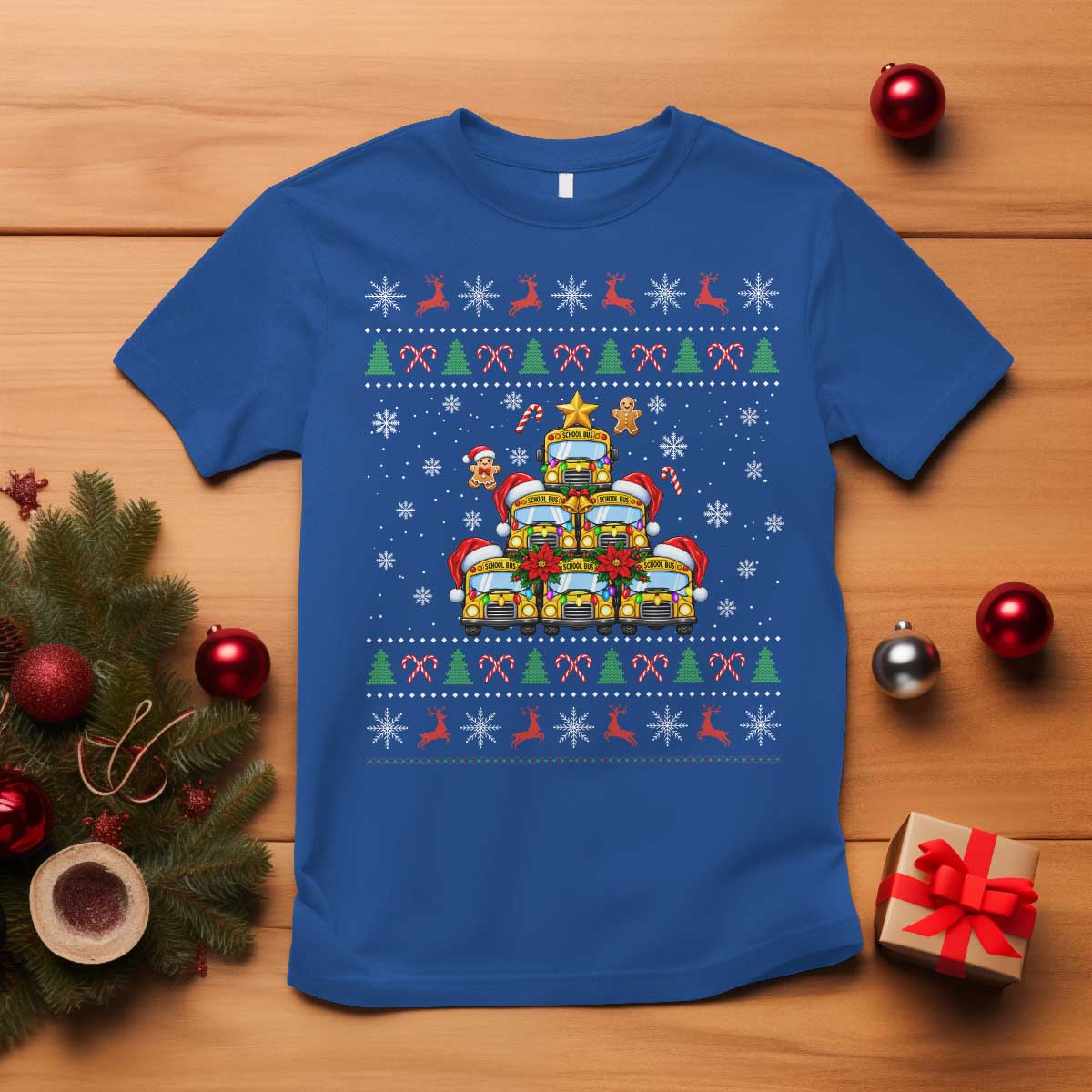 Funny Christmas Tree School Bus Driver T Shirt Holiday Transportation Gift TS12