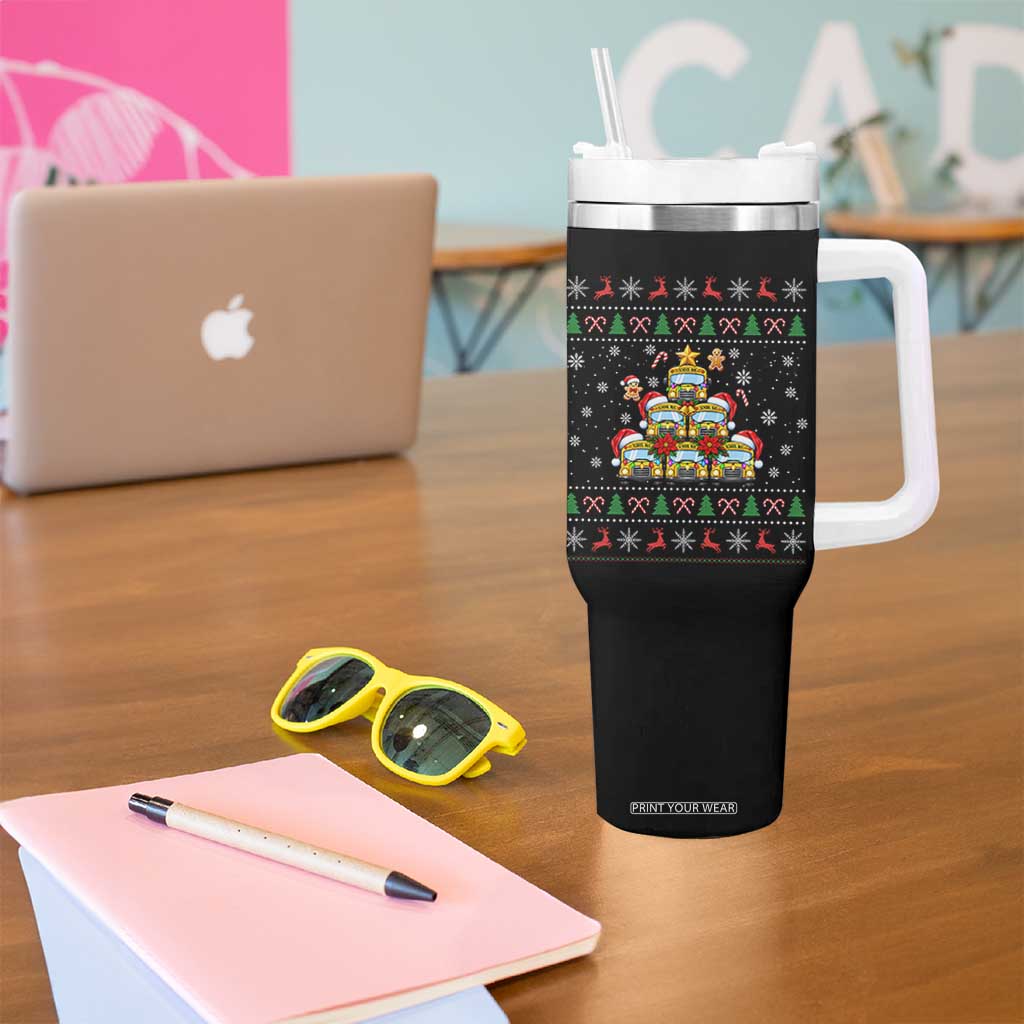 Funny Christmas Tree School Bus Driver Tumbler With Handle Holiday Transportation Gift TS12