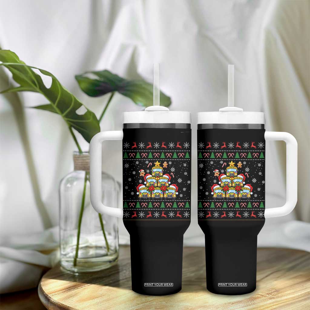 Funny Christmas Tree School Bus Driver Tumbler With Handle Holiday Transportation Gift TS12