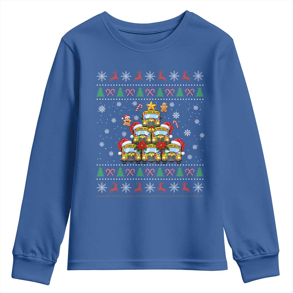 Funny Christmas Tree School Bus Driver Youth Sweatshirt Holiday Transportation Gift TS12