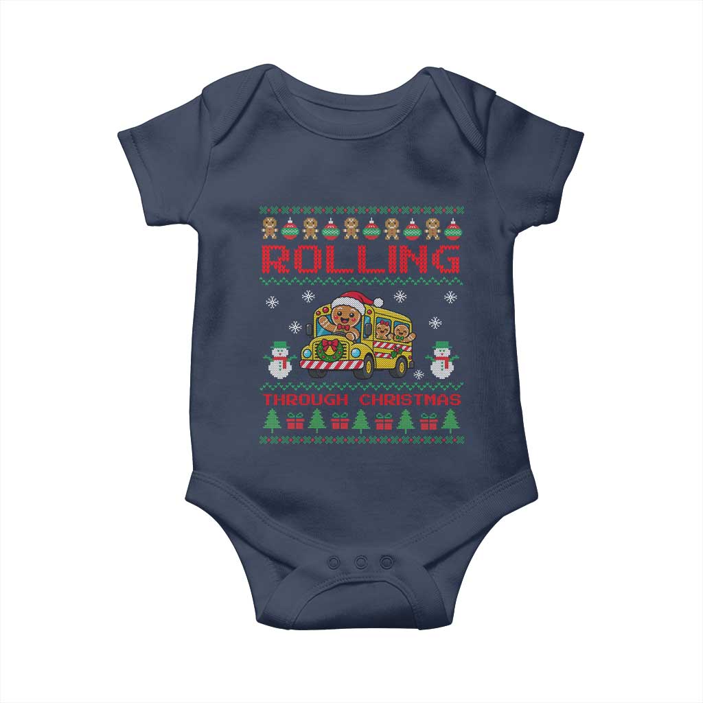 Funny Gingerbread School Bus Driver Baby Onesie Rolling Through Christmas Gift TS12