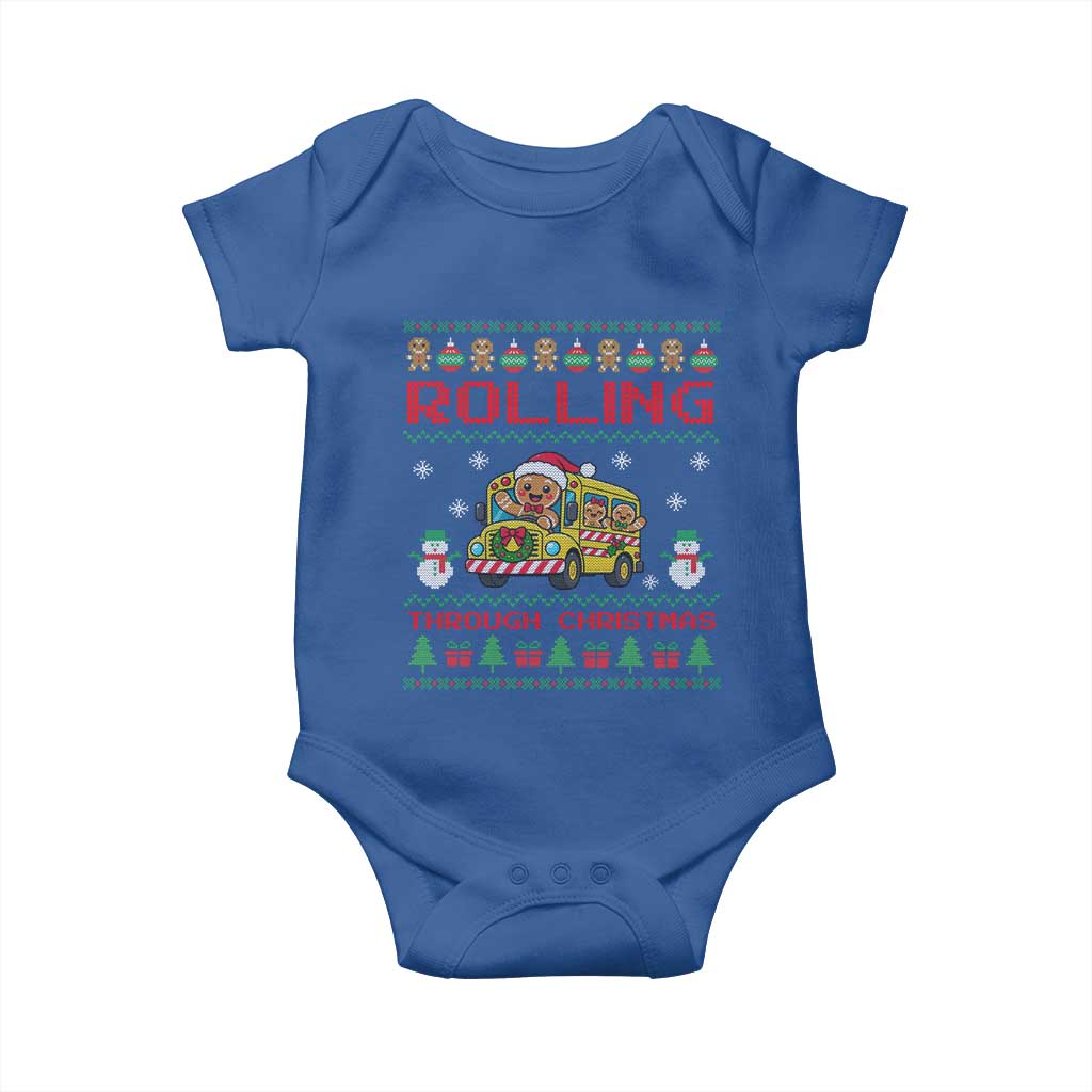 Funny Gingerbread School Bus Driver Baby Onesie Rolling Through Christmas Gift TS12