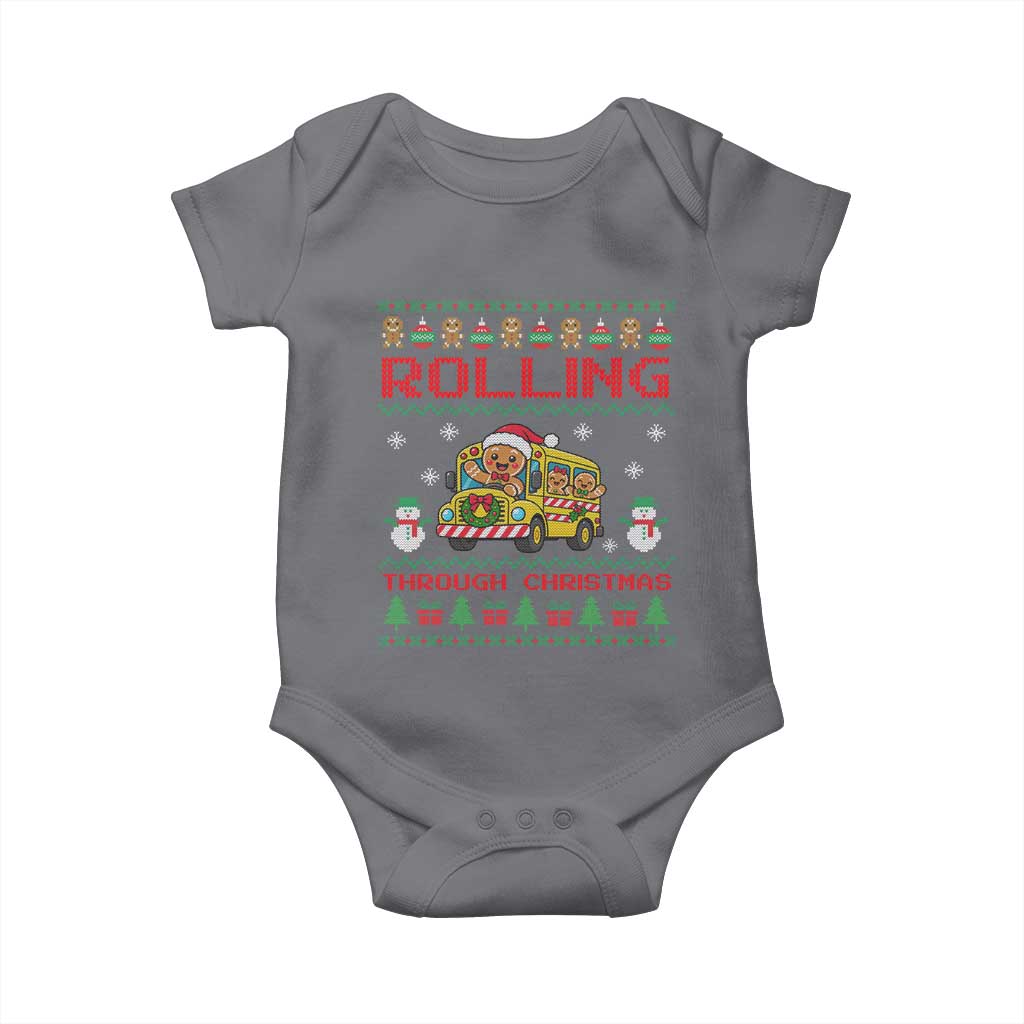 Funny Gingerbread School Bus Driver Baby Onesie Rolling Through Christmas Gift TS12