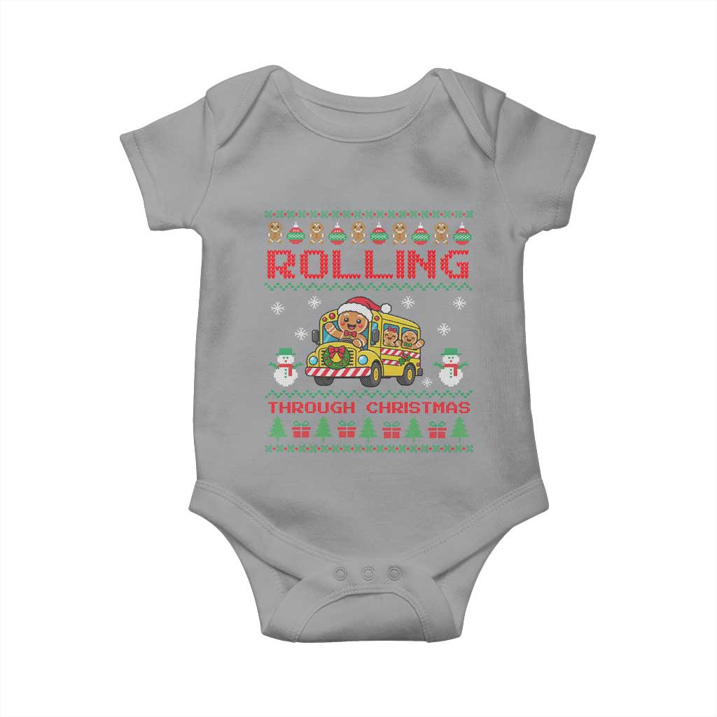 Funny Gingerbread School Bus Driver Baby Onesie Rolling Through Christmas Gift TS12