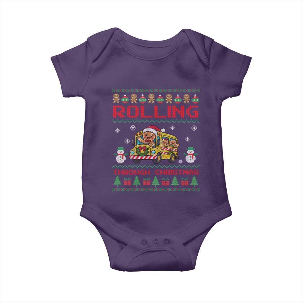 Funny Gingerbread School Bus Driver Baby Onesie Rolling Through Christmas Gift TS12