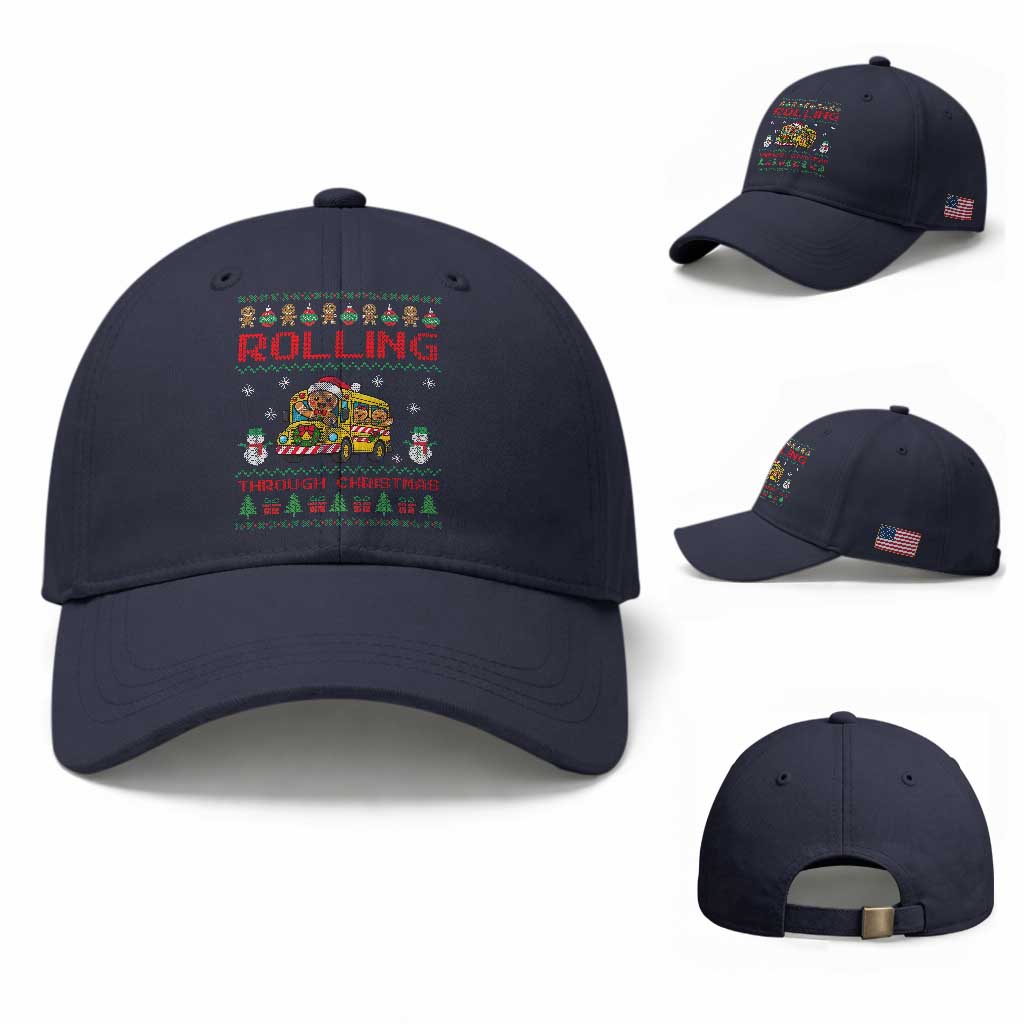 Funny Gingerbread School Bus Driver Baseball Cap Rolling Through Christmas Gift TS12