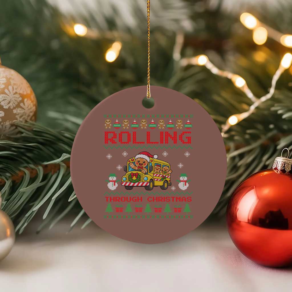 Funny Gingerbread School Bus Driver Ceramic Ornament Rolling Through Christmas Gift TS12