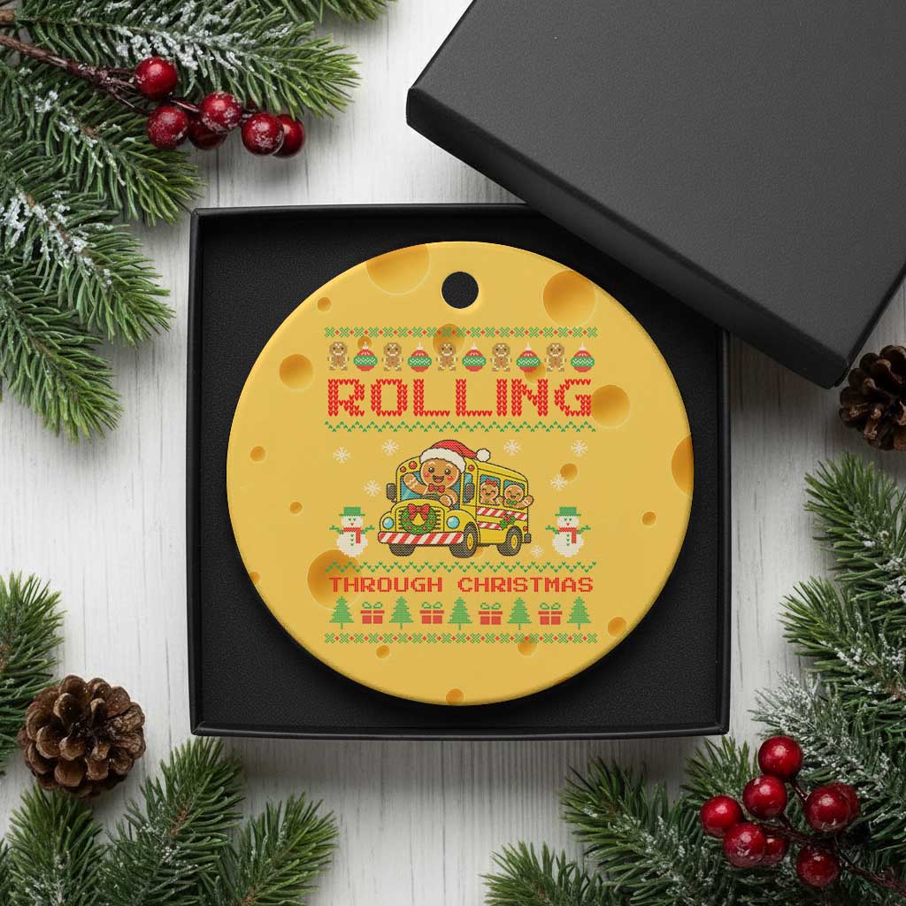 Funny Gingerbread School Bus Driver Ceramic Ornament Rolling Through Christmas Gift TS12