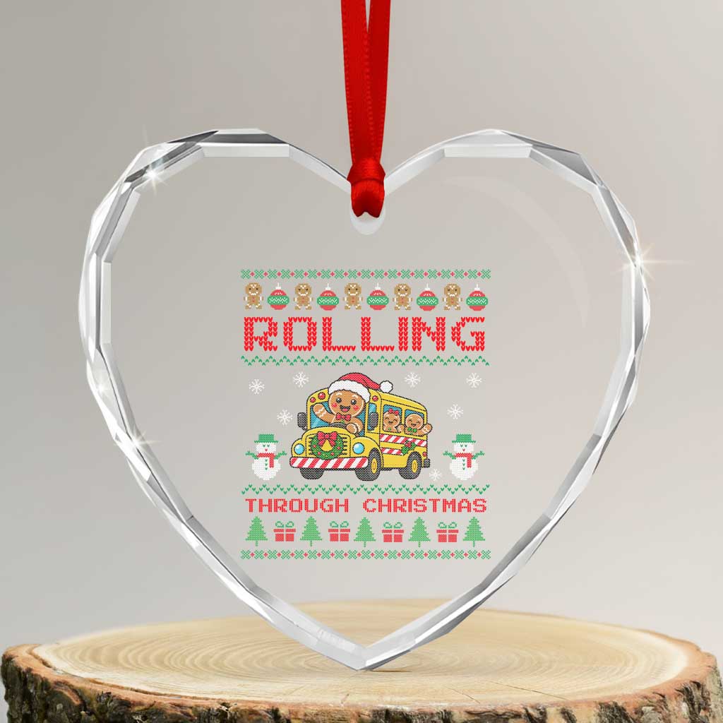 Funny Gingerbread School Bus Driver Crystal Glass Ornament Rolling Through Christmas Gift TS12