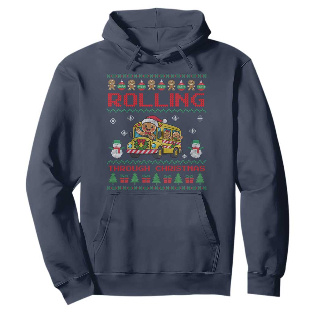 Funny Gingerbread School Bus Driver Hoodie Rolling Through Christmas Gift TS12