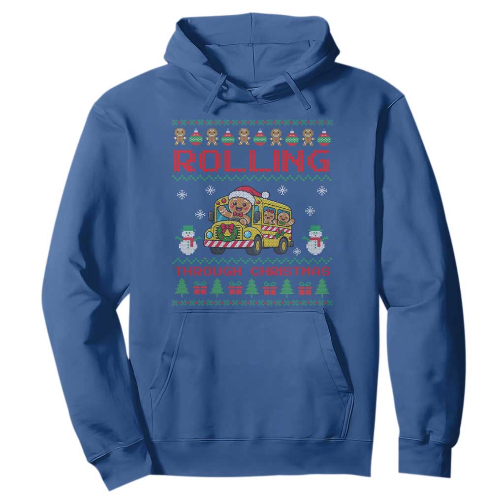 Funny Gingerbread School Bus Driver Hoodie Rolling Through Christmas Gift TS12