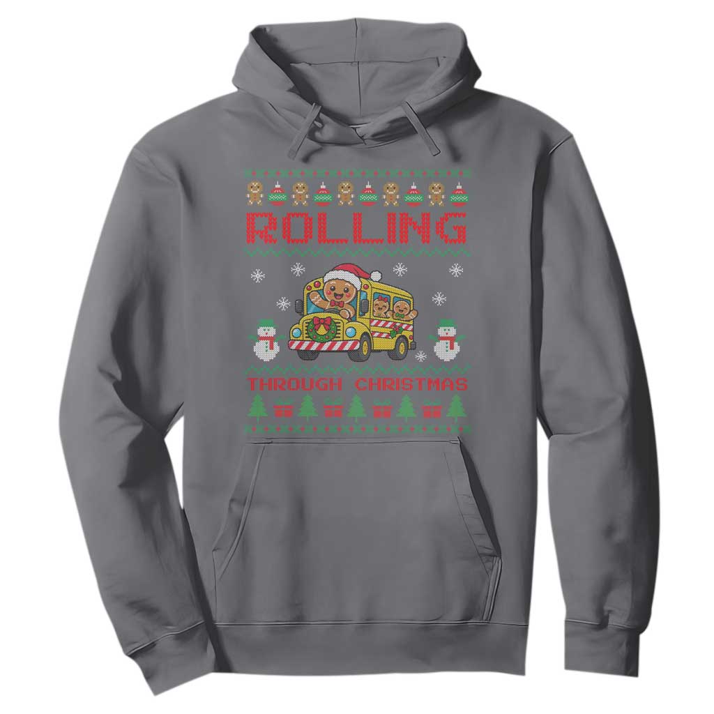 Funny Gingerbread School Bus Driver Hoodie Rolling Through Christmas Gift TS12