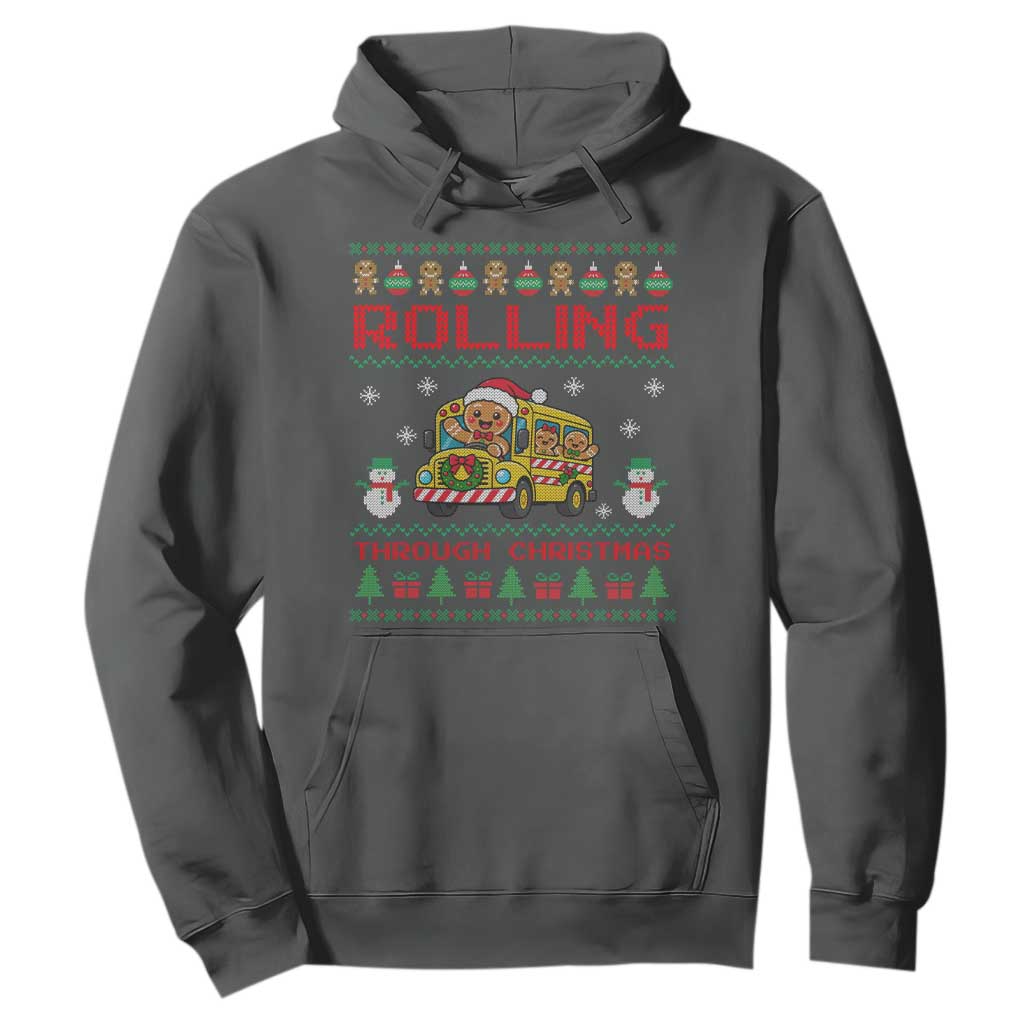 Funny Gingerbread School Bus Driver Hoodie Rolling Through Christmas Gift TS12