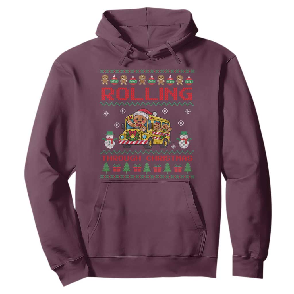 Funny Gingerbread School Bus Driver Hoodie Rolling Through Christmas Gift TS12