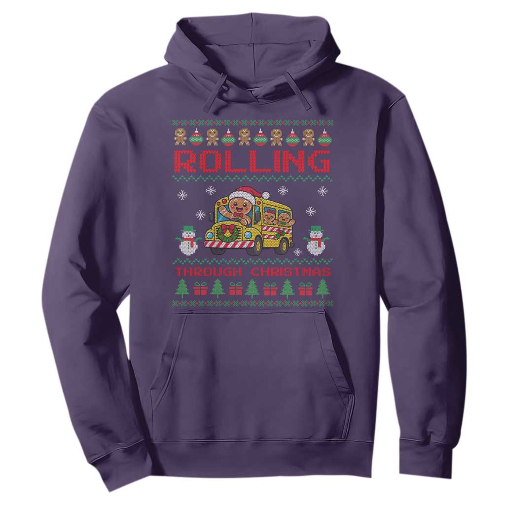 Funny Gingerbread School Bus Driver Hoodie Rolling Through Christmas Gift TS12