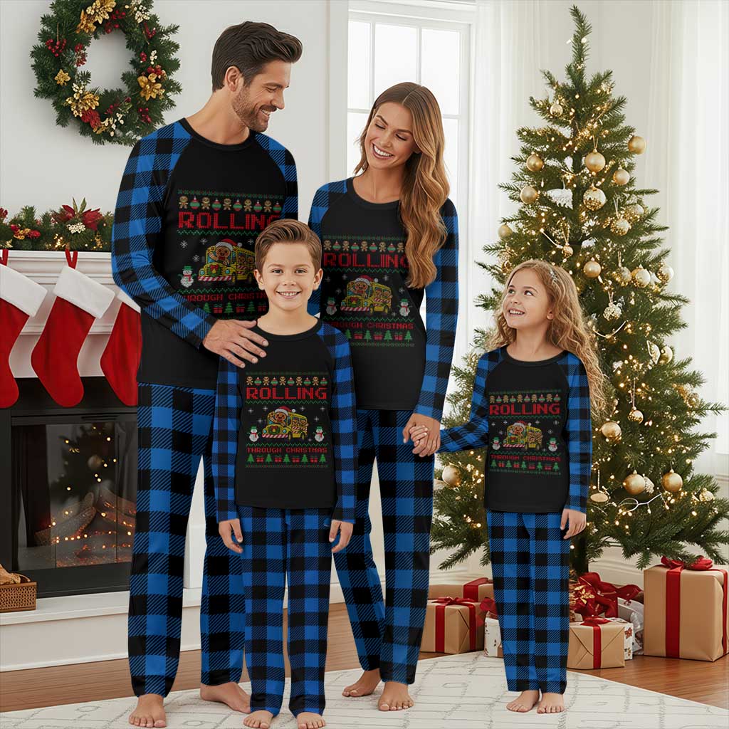 Funny Gingerbread School Bus Driver Plaid Pajama Set Rolling Through Christmas Gift TS12
