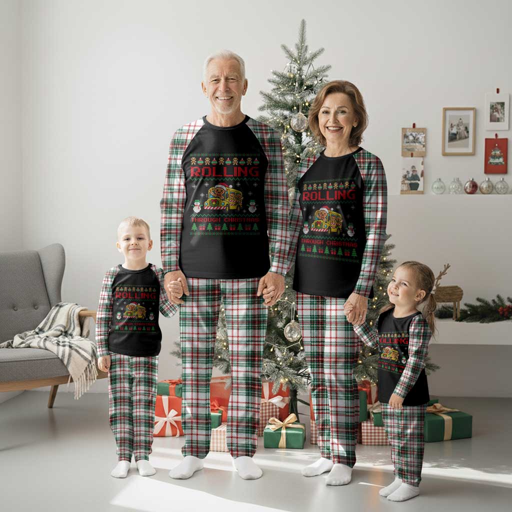 Funny Gingerbread School Bus Driver Plaid Pajama Set Rolling Through Christmas Gift TS12