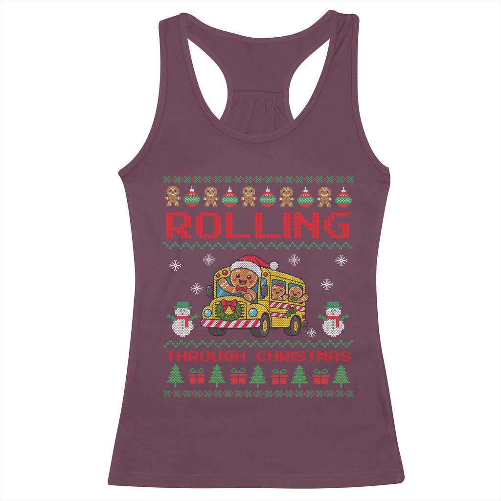 Funny Gingerbread School Bus Driver Racerback Tank Top Rolling Through Christmas Gift TS12