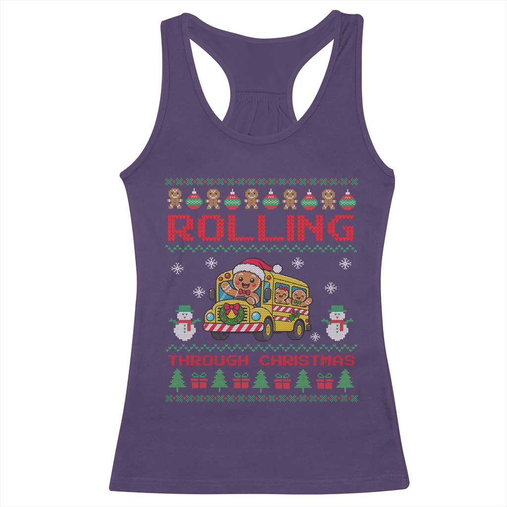 Funny Gingerbread School Bus Driver Racerback Tank Top Rolling Through Christmas Gift TS12