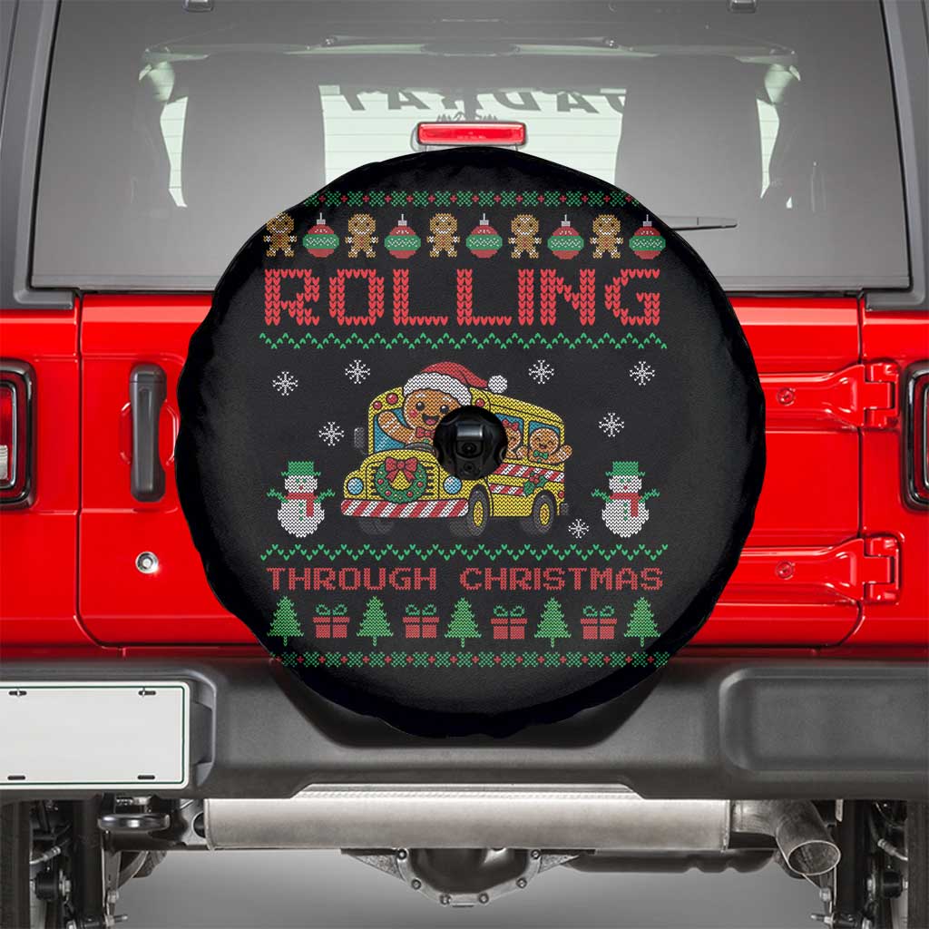 Funny Gingerbread School Bus Driver Spare Tire Cover Rolling Through Christmas Gift TS12