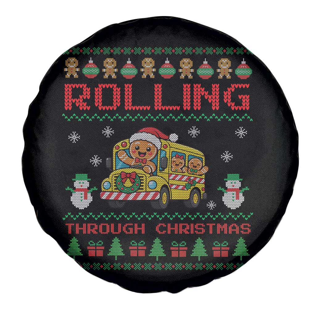 Funny Gingerbread School Bus Driver Spare Tire Cover Rolling Through Christmas Gift TS12