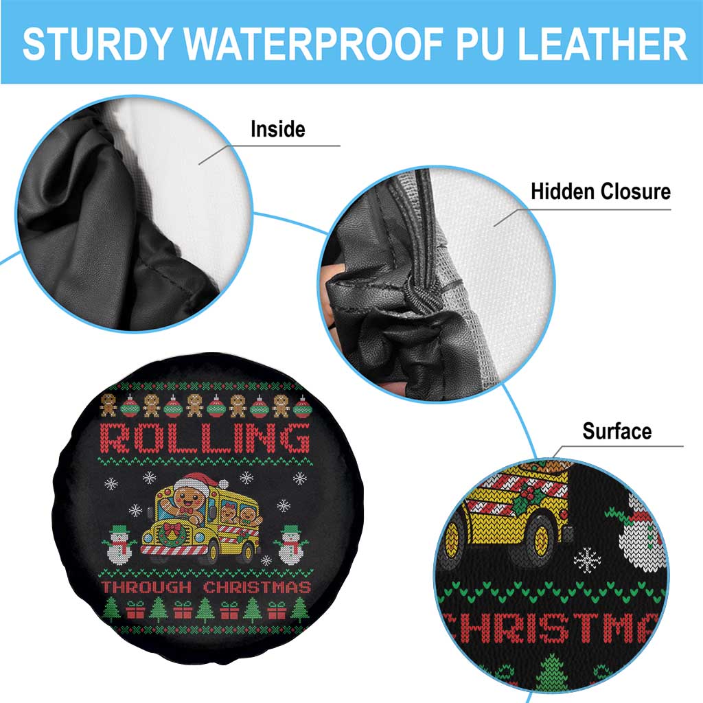 Funny Gingerbread School Bus Driver Spare Tire Cover Rolling Through Christmas Gift TS12