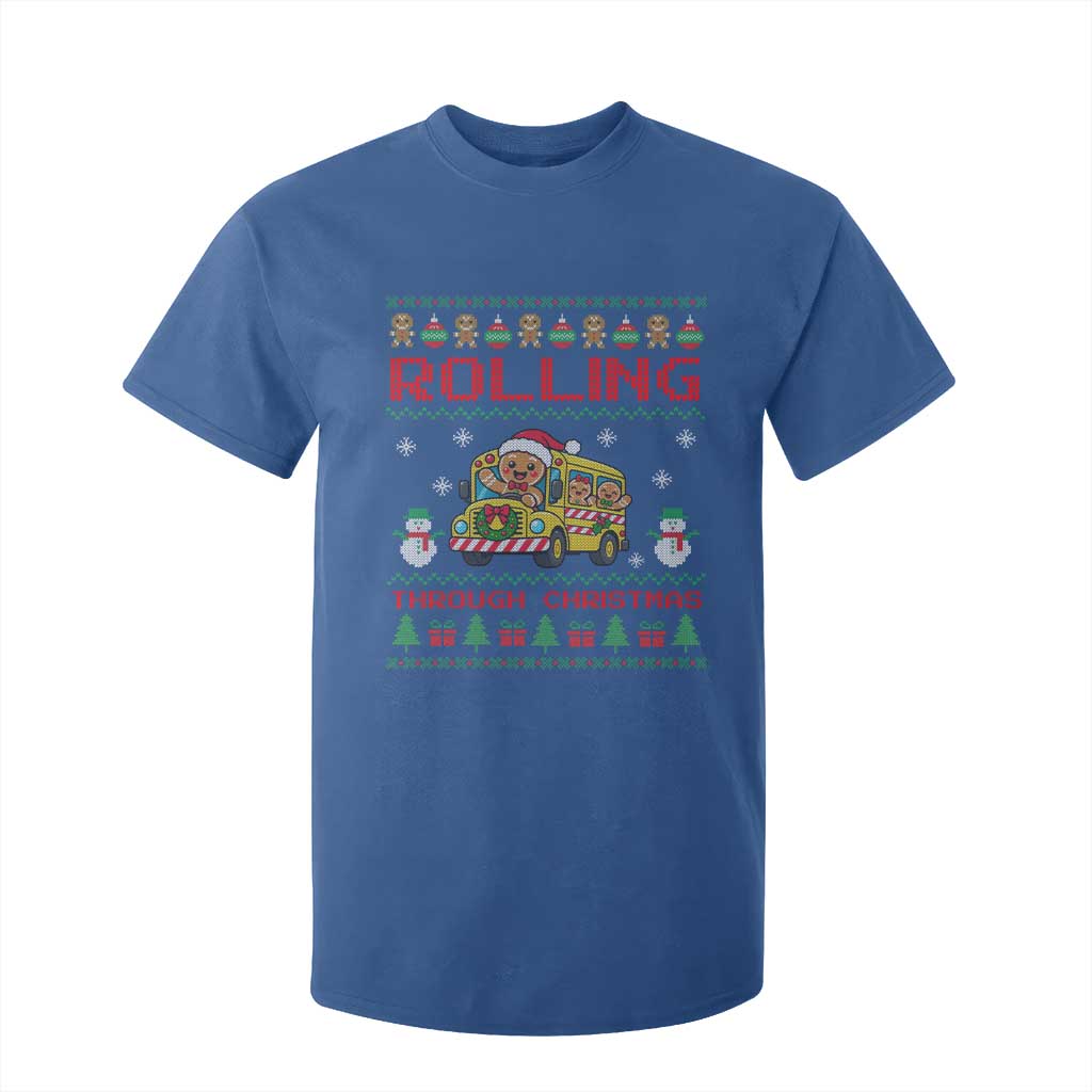 Funny Gingerbread School Bus Driver T Shirt For Kid Rolling Through Christmas Gift TS12