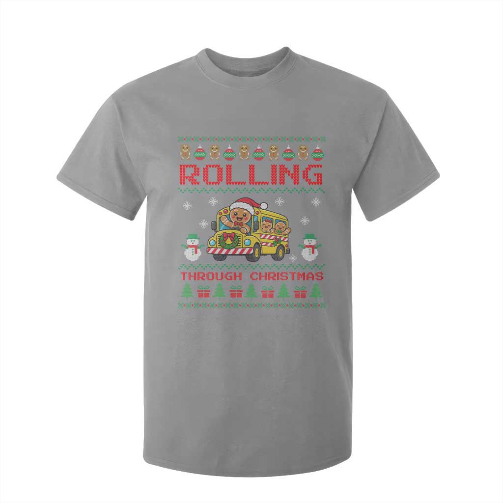 Funny Gingerbread School Bus Driver T Shirt For Kid Rolling Through Christmas Gift TS12