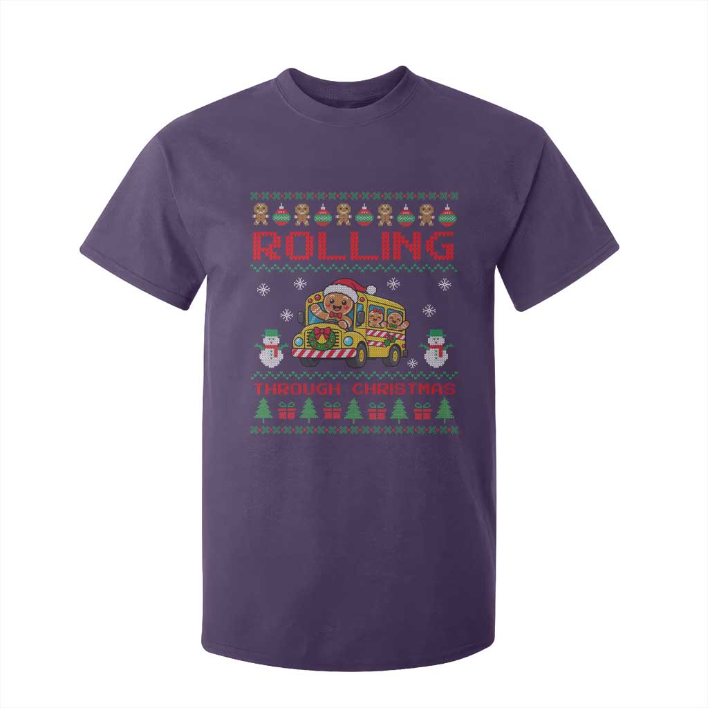 Funny Gingerbread School Bus Driver T Shirt For Kid Rolling Through Christmas Gift TS12