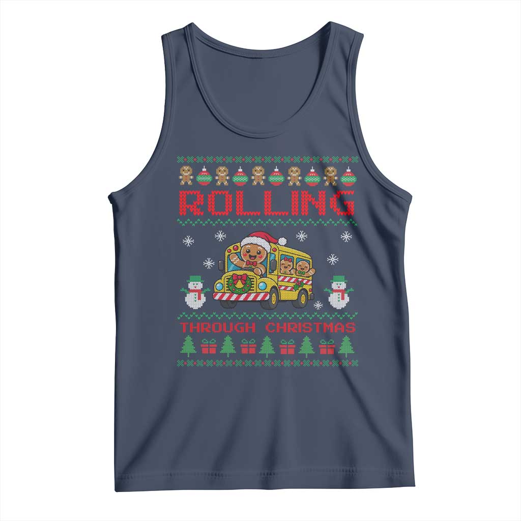 Funny Gingerbread School Bus Driver Tank Top Rolling Through Christmas Gift TS12