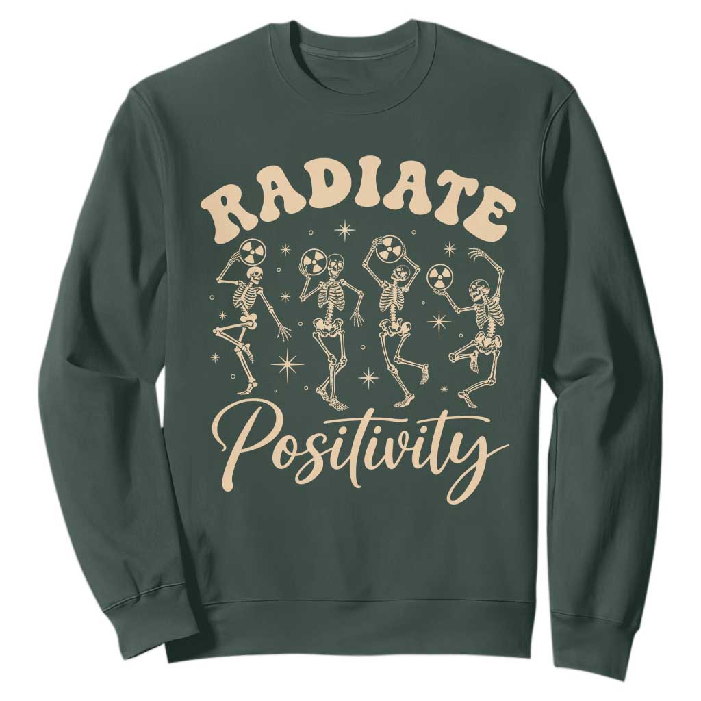 Funny Radiology Department X ray Tech Sweatshirt Radiate Positivity Dancing Skeletons TS11