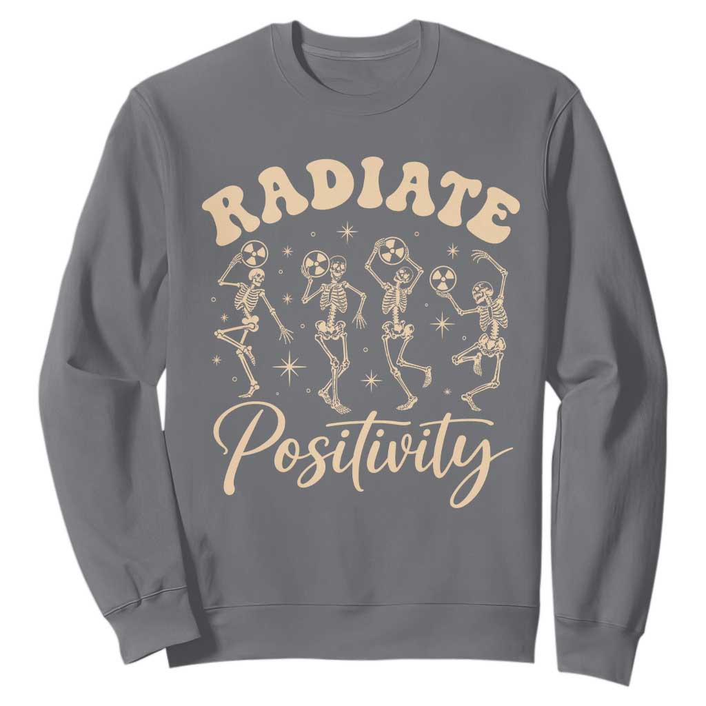 Funny Radiology Department X ray Tech Sweatshirt Radiate Positivity Dancing Skeletons TS11